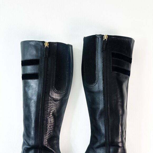 GUCCI Hasler Horsebit Black Leather Boot Size 39.5 US 9.5 Heeled Knee Square Toe - Picture 6 of 13
